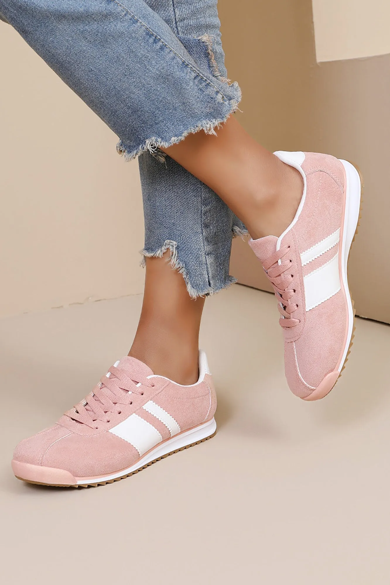 Orianna Pink Suedette Trainers sold by Vavavoom