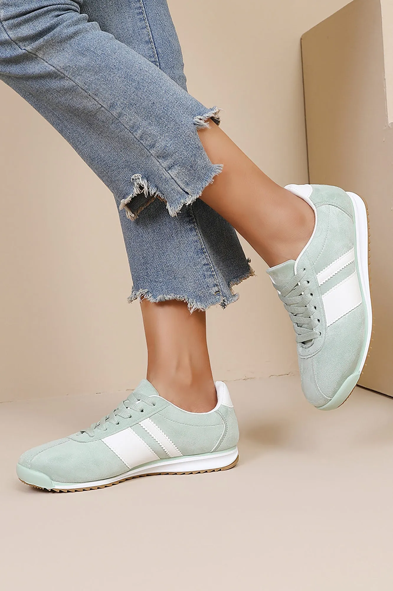 Orianna Green Suedette Trainers sold by Vavavoom