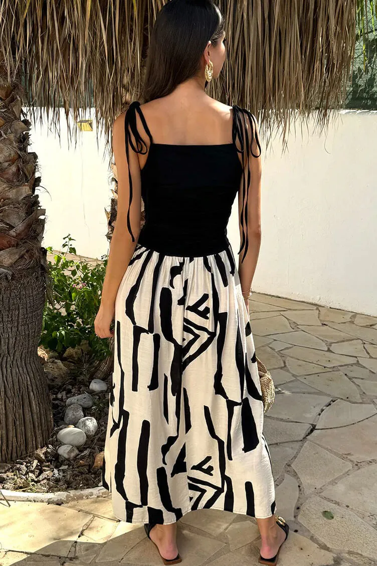 Claire Black Printed Tie Shoulder Maxi Dress sold by Va Va Voom product image thumbnail 2