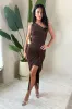 AX Paris Audrey Chocolate One Shoulder Dress sold by Va Va Voom