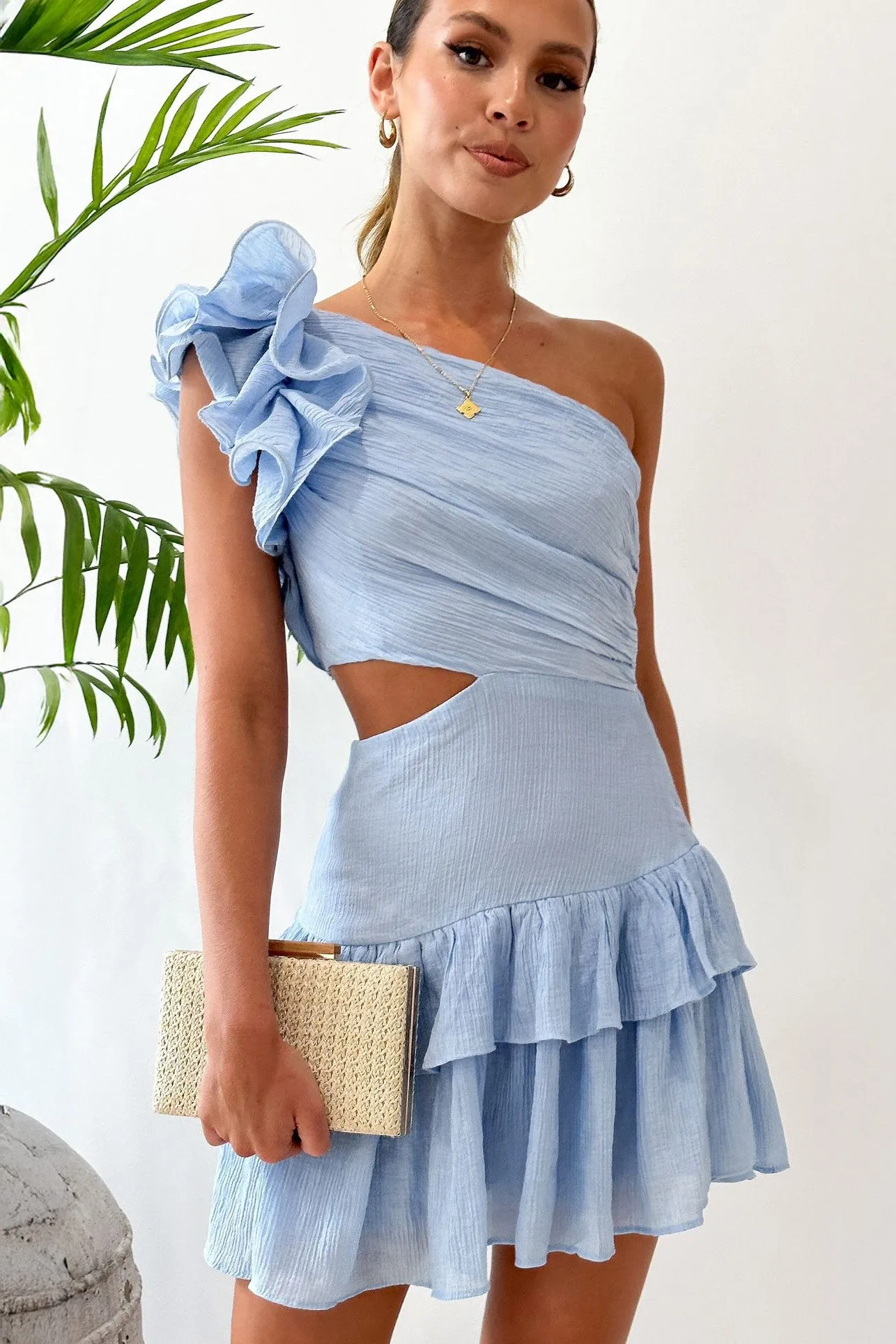 Vanessa Blue Cut Out Frill Dress sold by Vavavoom product image thumbnail 3