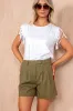 Beverly Khaki Linen Highwaist Shorts sold by Va Va Voom