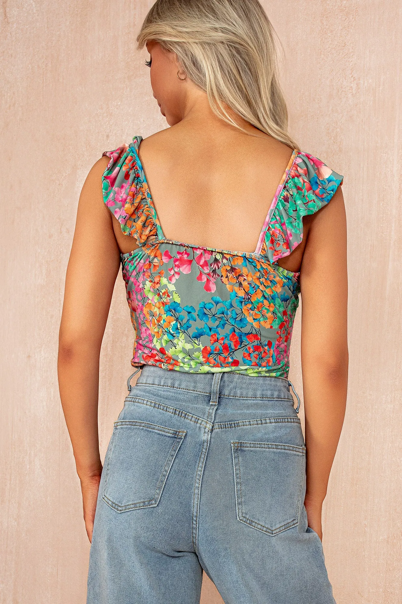 Celine Sage Printed Frill Sleeve Bodysuit sold by Va Va Voom product image thumbnail 2