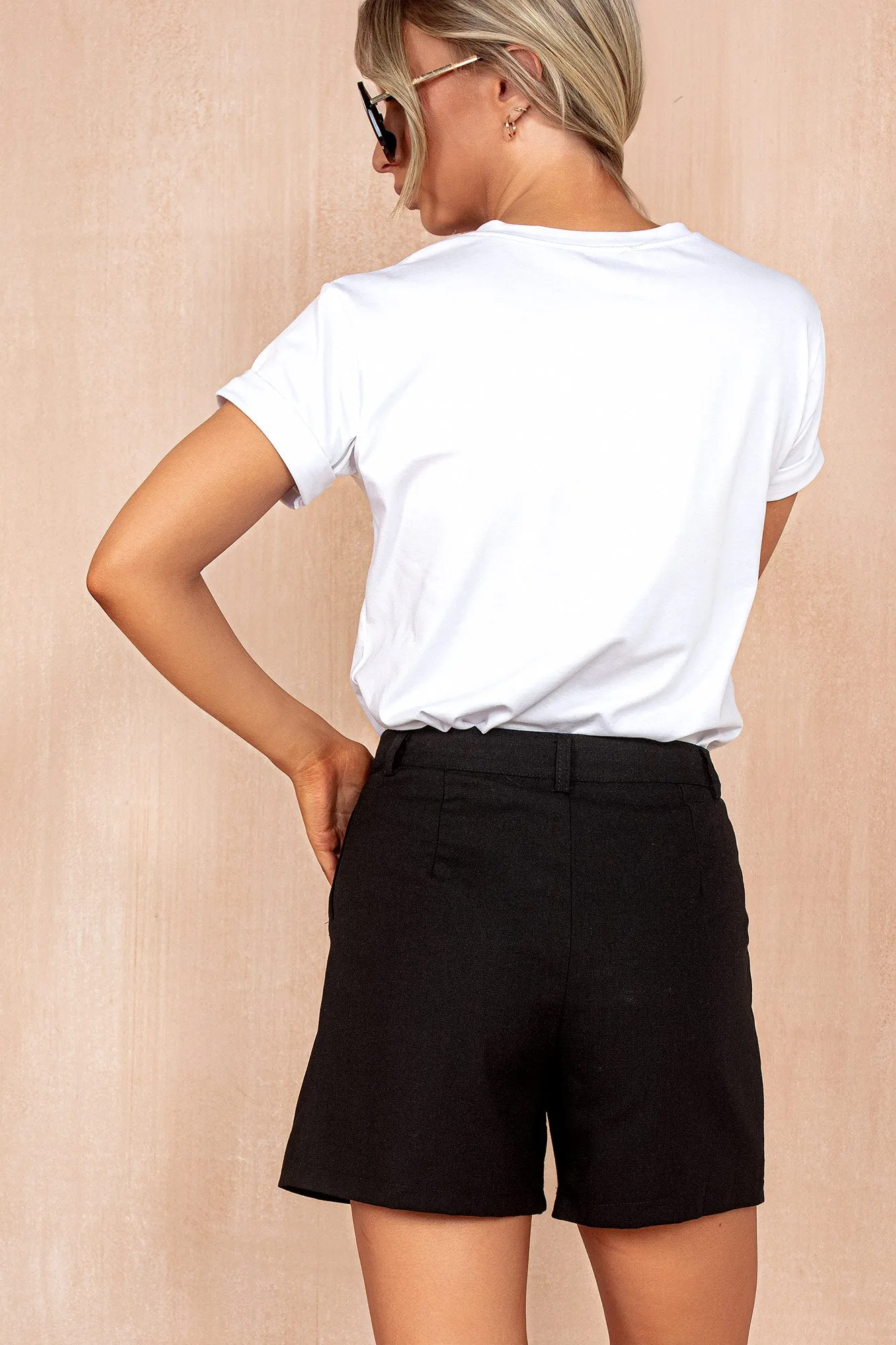 Beverly Black Linen Highwaist Shorts sold by Vavavoom product image thumbnail 3