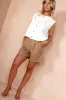 Beverly Camel Linen Highwaist Shorts sold by Va Va Voom