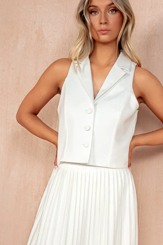 Paityn White Tailored Waistcoat sold by Vavavoom