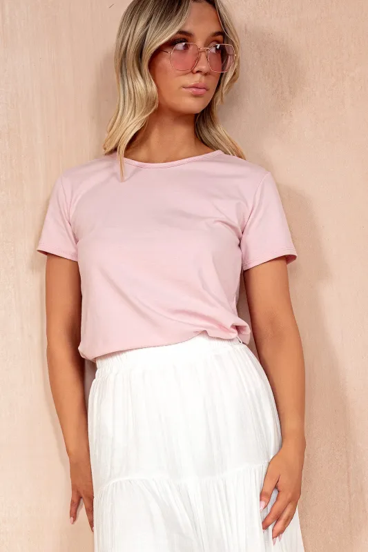 Lacey Pink Cotton T Shirt sold by Va Va Voom