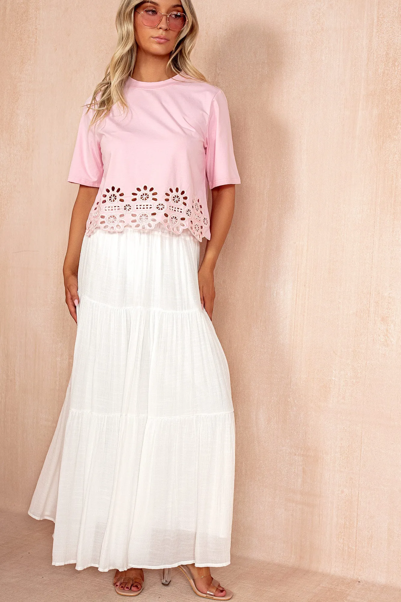 Daphne Pink Embroidered Hem T-Shirt sold by Vavavoom product image thumbnail 3