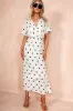 Stephanie White Polka Dot Wrap Midi Dress sold by Va Va Voom