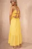 Kayla Yellow Cotton Embroidered Cami Dress sold by Va Va Voom