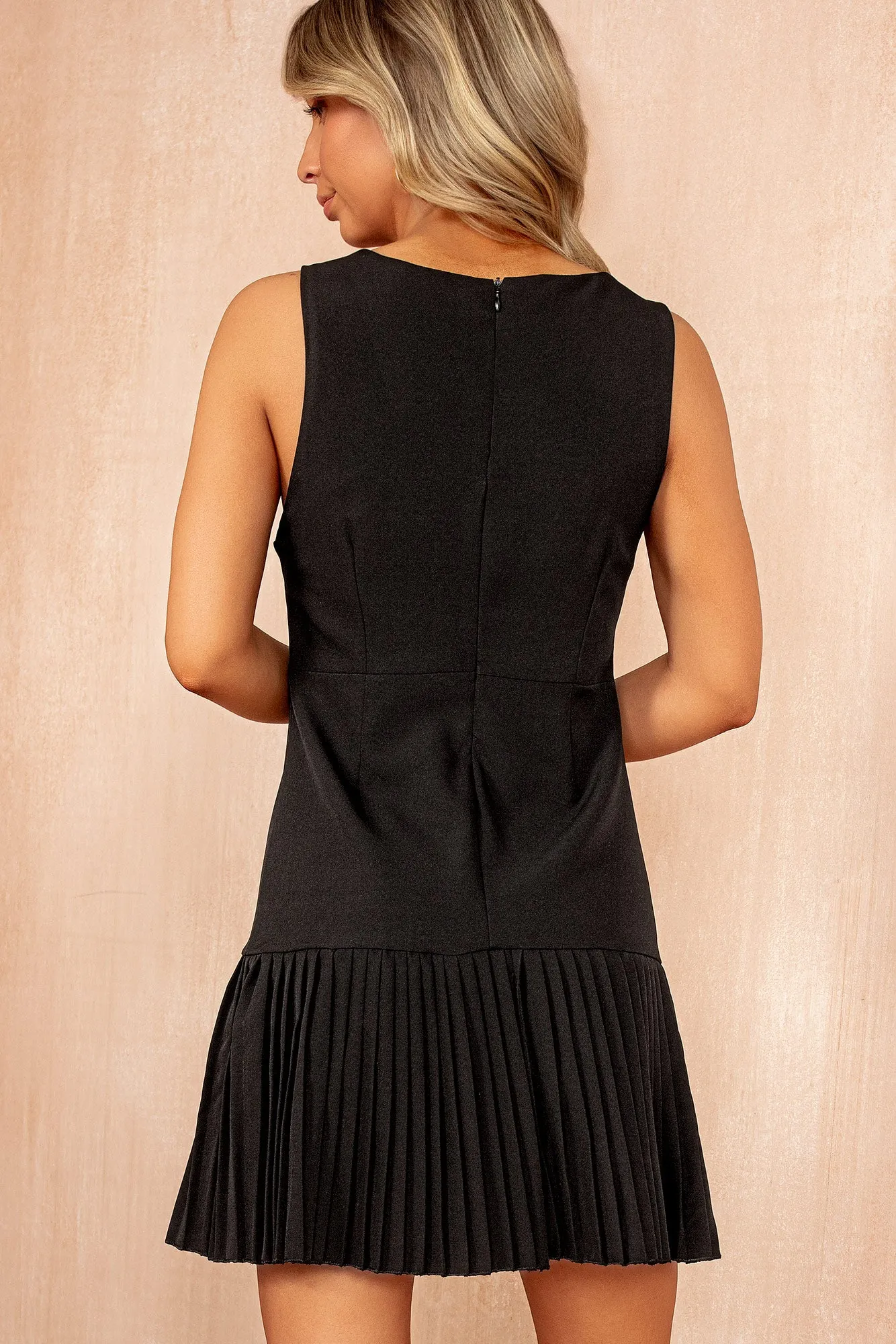 Rosemary Black Pleated Mini Dress sold by Va Va Voom product image thumbnail 4