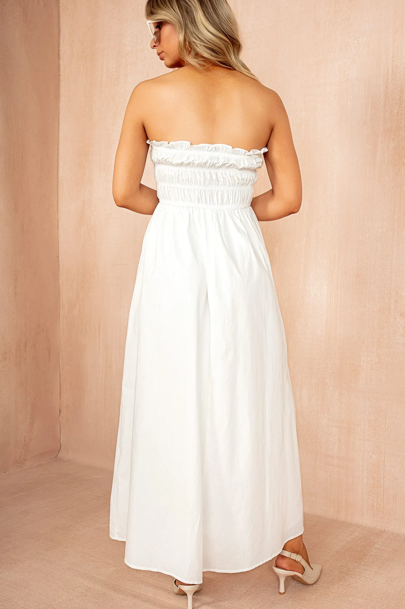Lauren White Cotton Bandeau Midi Dress sold by Va Va Voom product image thumbnail 3