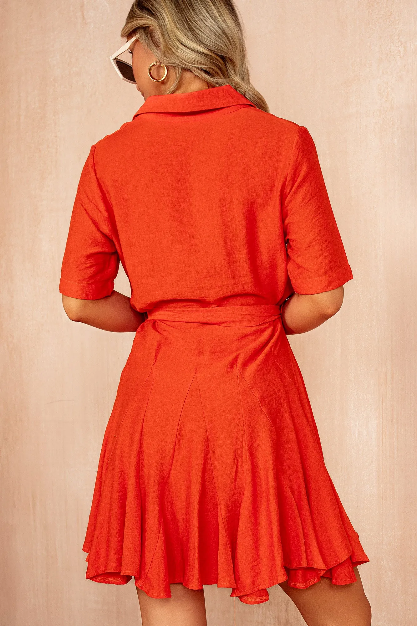Vivienne Coral Belted Shirt Dress sold by Va Va Voom product image thumbnail 3