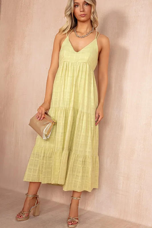 Oksana Green Cotton Strappy Midi Dress sold by Va Va Voom