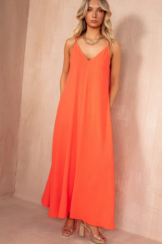 Rosalie Coral Cami Maxi Dress sold by Va Va Voom
