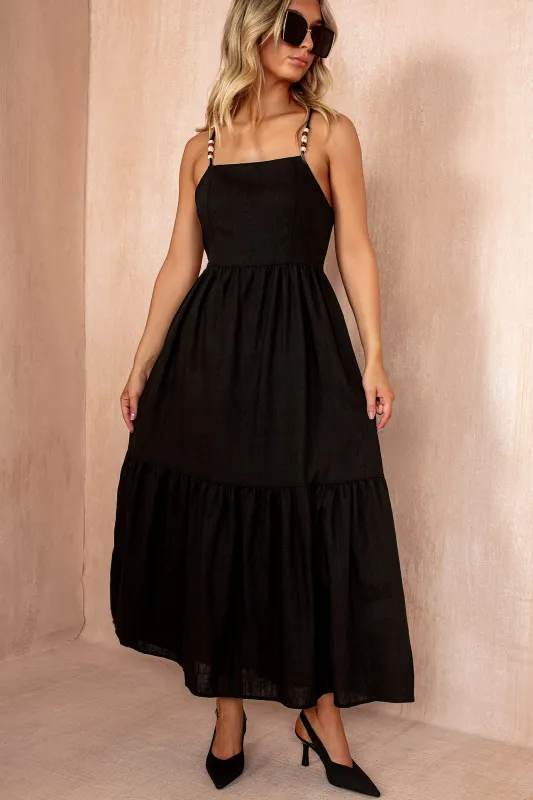 Joanna Black Linen Dress sold by Va Va Voom