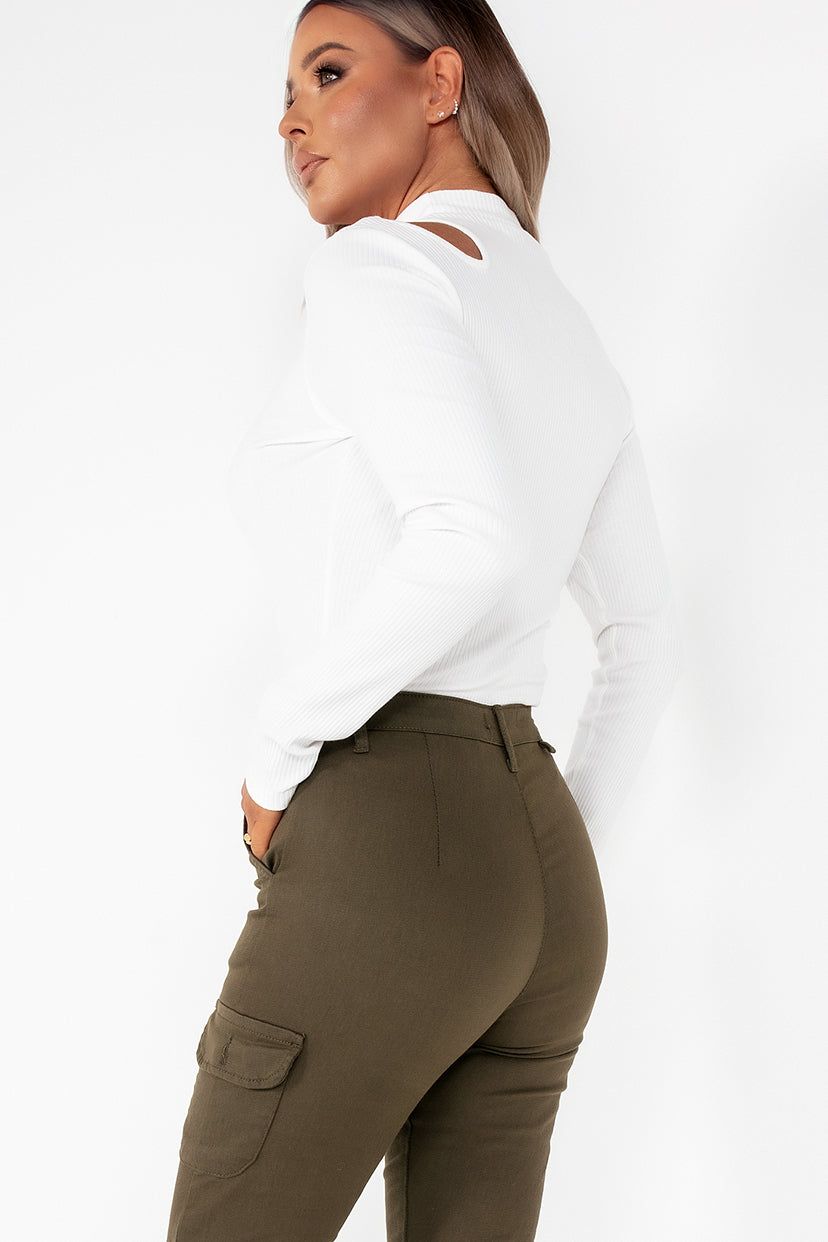 Eileen White Ribbed Cut Out Top sold by Va Va Voom product image thumbnail 2