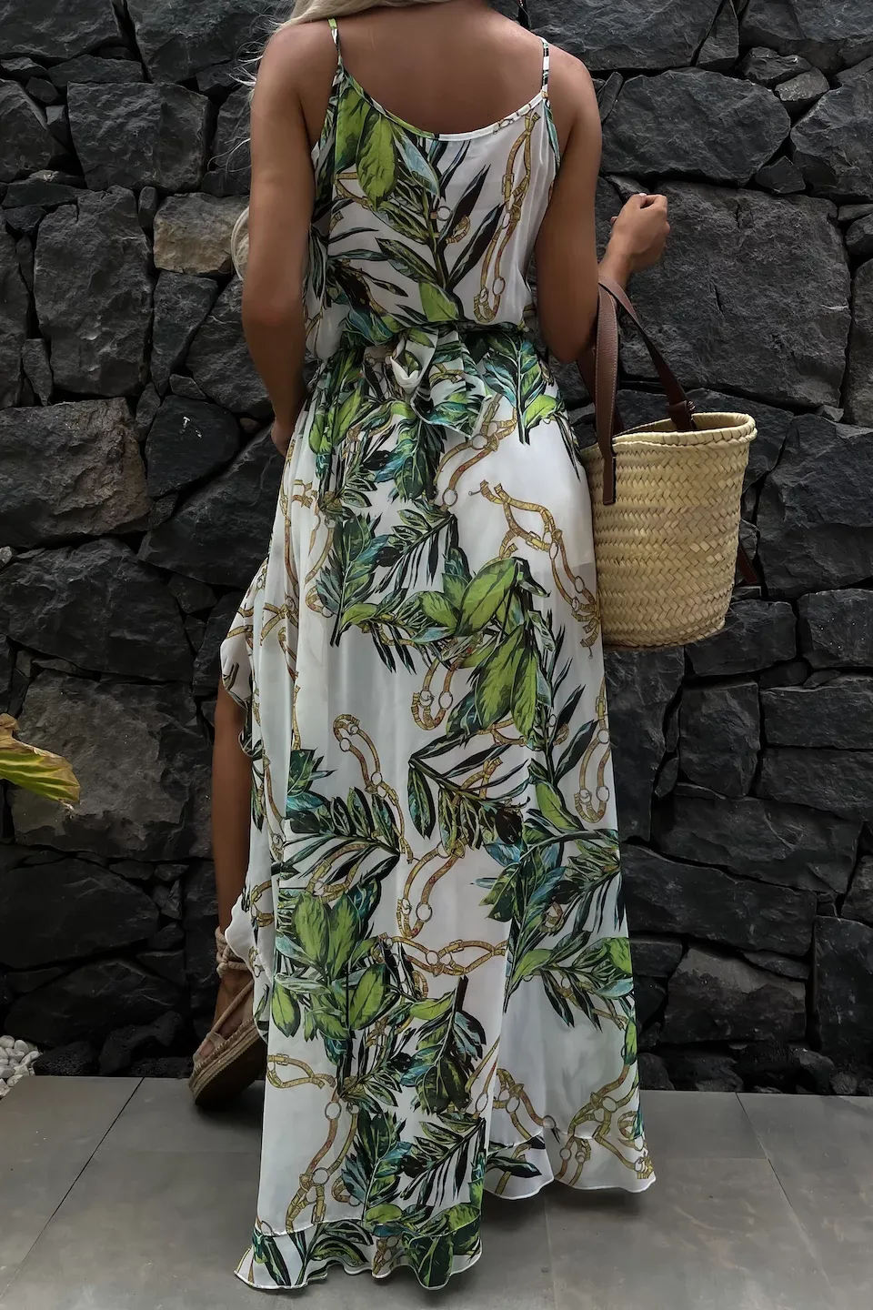 Kimberly White Chiffon Leaf Print Dress sold by Va Va Voom product image thumbnail 2