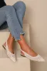 Hallie Cream Woven Slingback Shoe sold by Va Va Voom