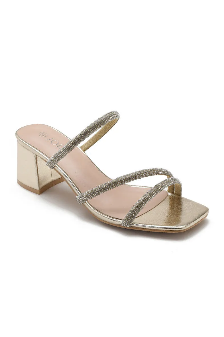 Kara Gold Diamante Block Heeled Mules sold by Vavavoom product image thumbnail 2