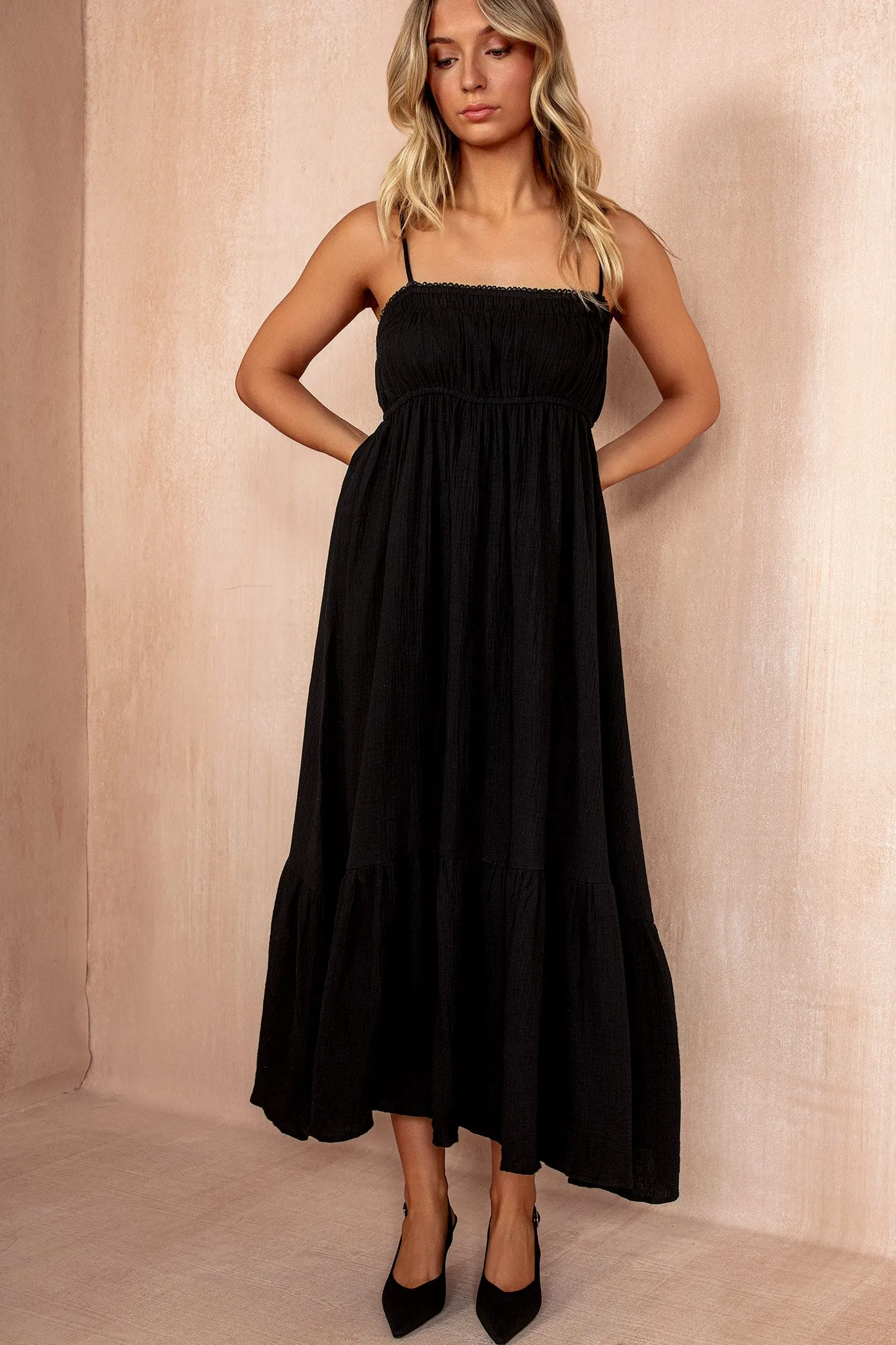 Tessa Black Cotton Cami Dress sold by Vavavoom product image thumbnail 3