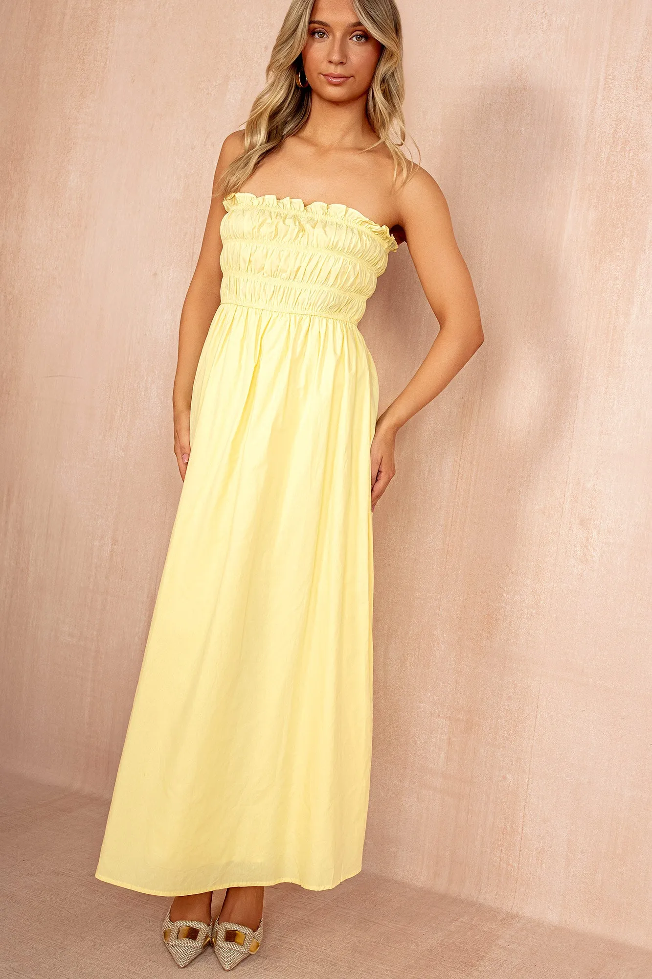 Lauren Yellow Cotton Bandeau Dress sold by Va Va Voom product image thumbnail 2
