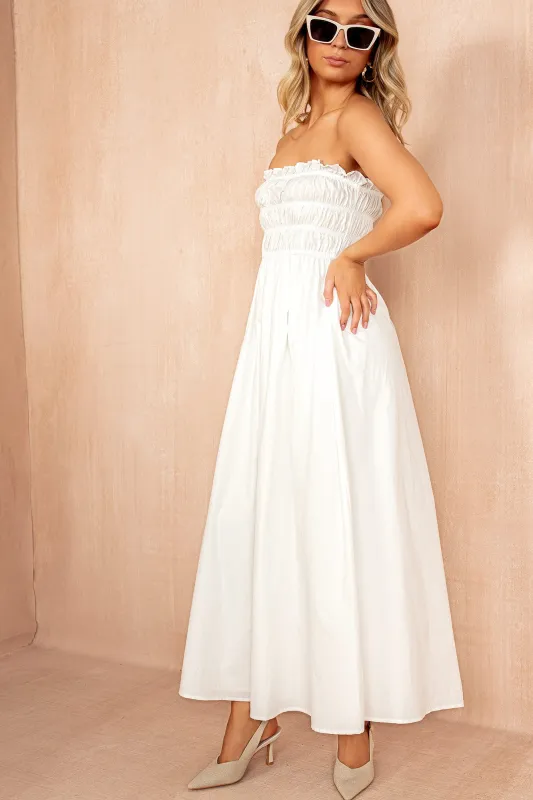 Lauren White Cotton Bandeau Dress sold by Vavavoom