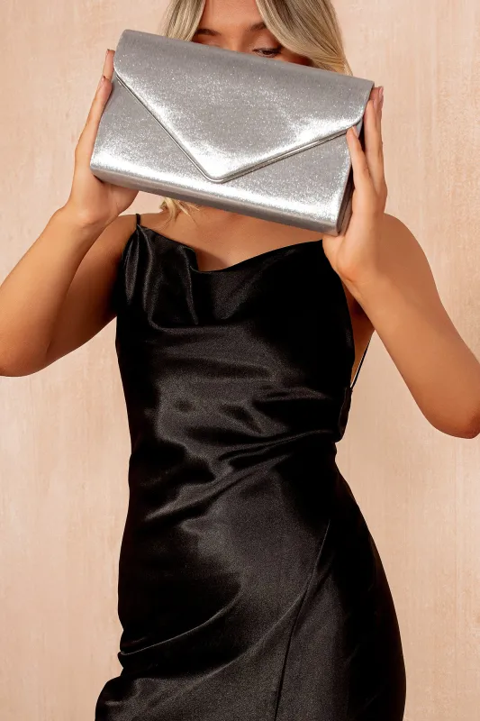 Pamela Silver Sheen Detachable Chain Bag sold by Va Va Voom