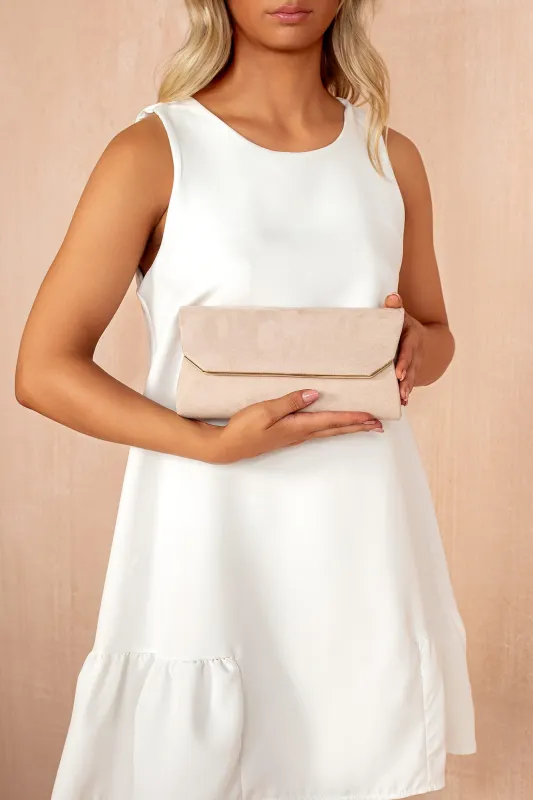 Trixie Nude Suedette Detachable Chain Bag sold by Va Va Voom