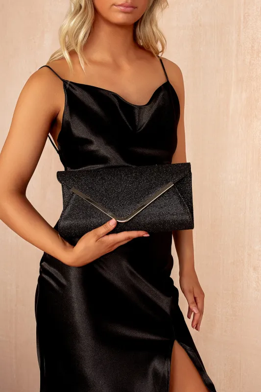 Zelda Black Glitter Detachable Chain Bag sold by Vavavoom