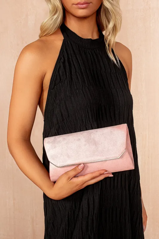 Trixie Pink Suedette Detachable Chain Bag sold by Va Va Voom