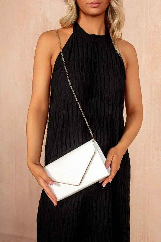 Pamela White Suedette Detachable Chain Bag sold by Va Va Voom