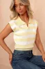 Lainey Lemon Knit Stripe Collar Top sold by Va Va Voom