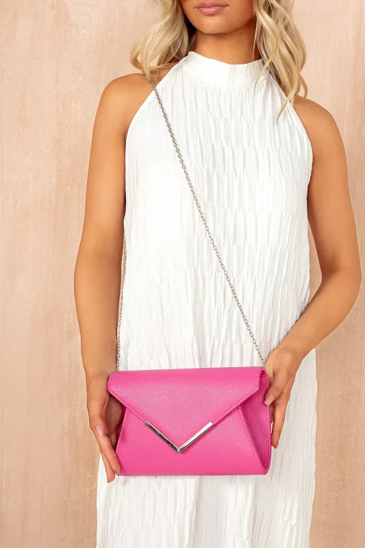 Zandra Fuchsia PU Detachable Chain Bag sold by Va Va Voom
