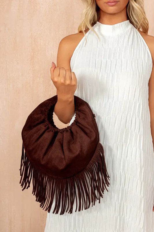 Adrianna Choc Suedette Detachable Chain Bag sold by Vavavoom