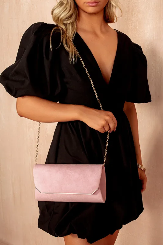 Trixie Blush Suedette Detachable Chain Bag sold by Va Va Voom