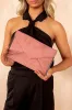 Diana Blossom Pink Suedette Detachable Chain Bag sold by Va Va Voom