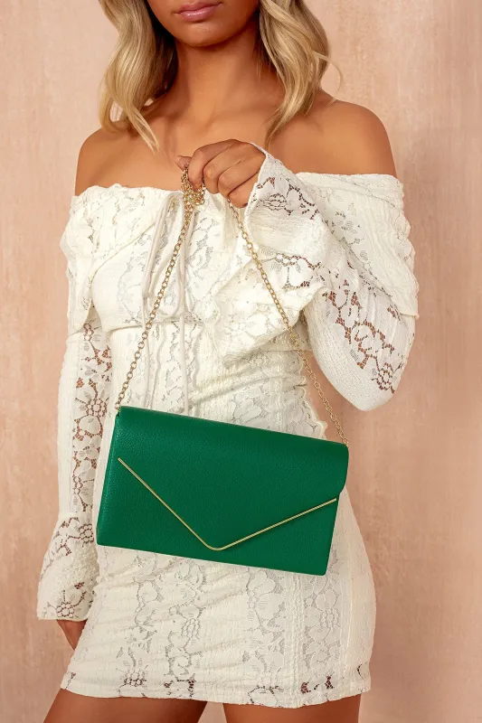 Pollie Green PU Detachable Chain Bag sold by Va Va Voom