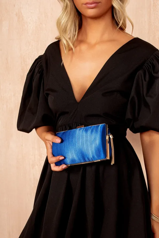 Florina Royal Blue Satin Detachable Chain Bag sold by Va Va Voom