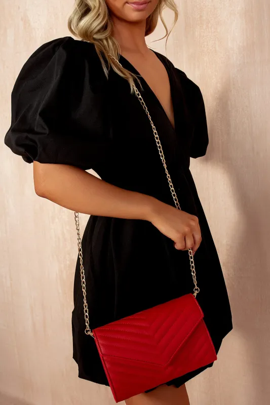 Naomi Red PU Detachable Chain Bag sold by Va Va Voom