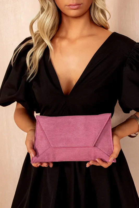 Nettie Dusty Pink Suedette Detachable Chain Bag sold by Va Va Voom
