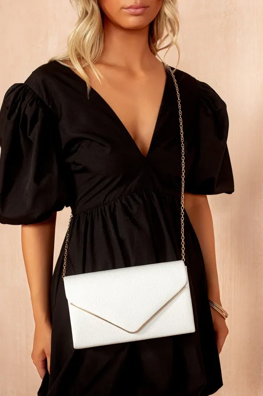 Pollie White PU Detachable Chain Bag sold by Va Va Voom