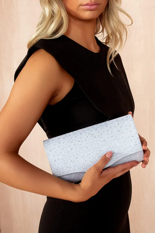 Tori Silver Diamante Detachable Chain Bag sold by Va Va Voom