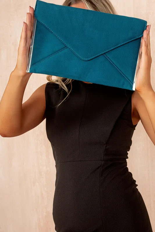 Diana Teal Suedette Detachable Chain Bag sold by Va Va Voom