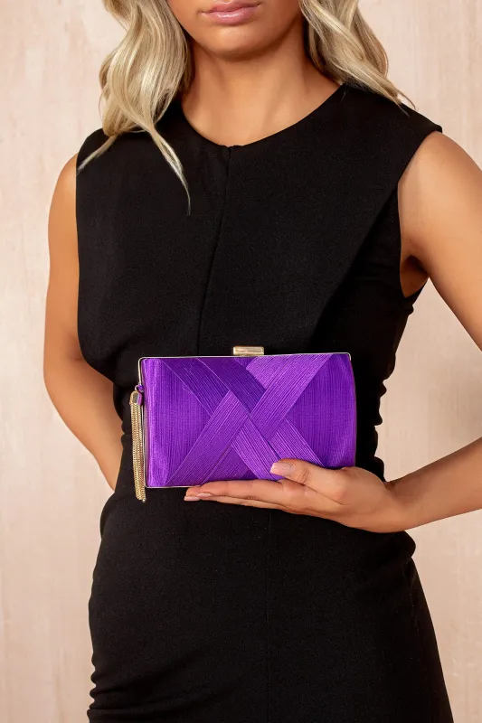 Florina Purple Satin Detachable Chain Bag sold by Va Va Voom