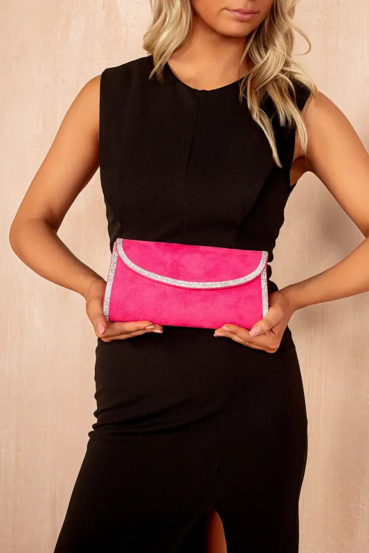 Miley Fuchsia Suedette Detachable Chain Bag sold by Vavavoom
