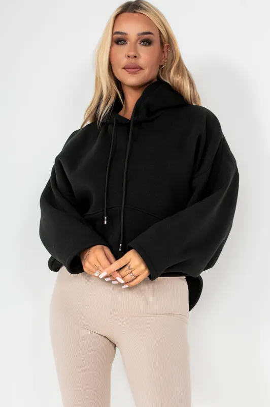 Kellie Black Cropped Hoodie sold by Va Va Voom