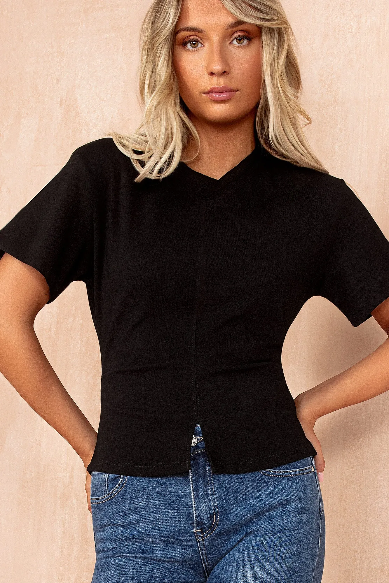 Jayla Black Cinched Waist T Shirt sold by Va Va Voom