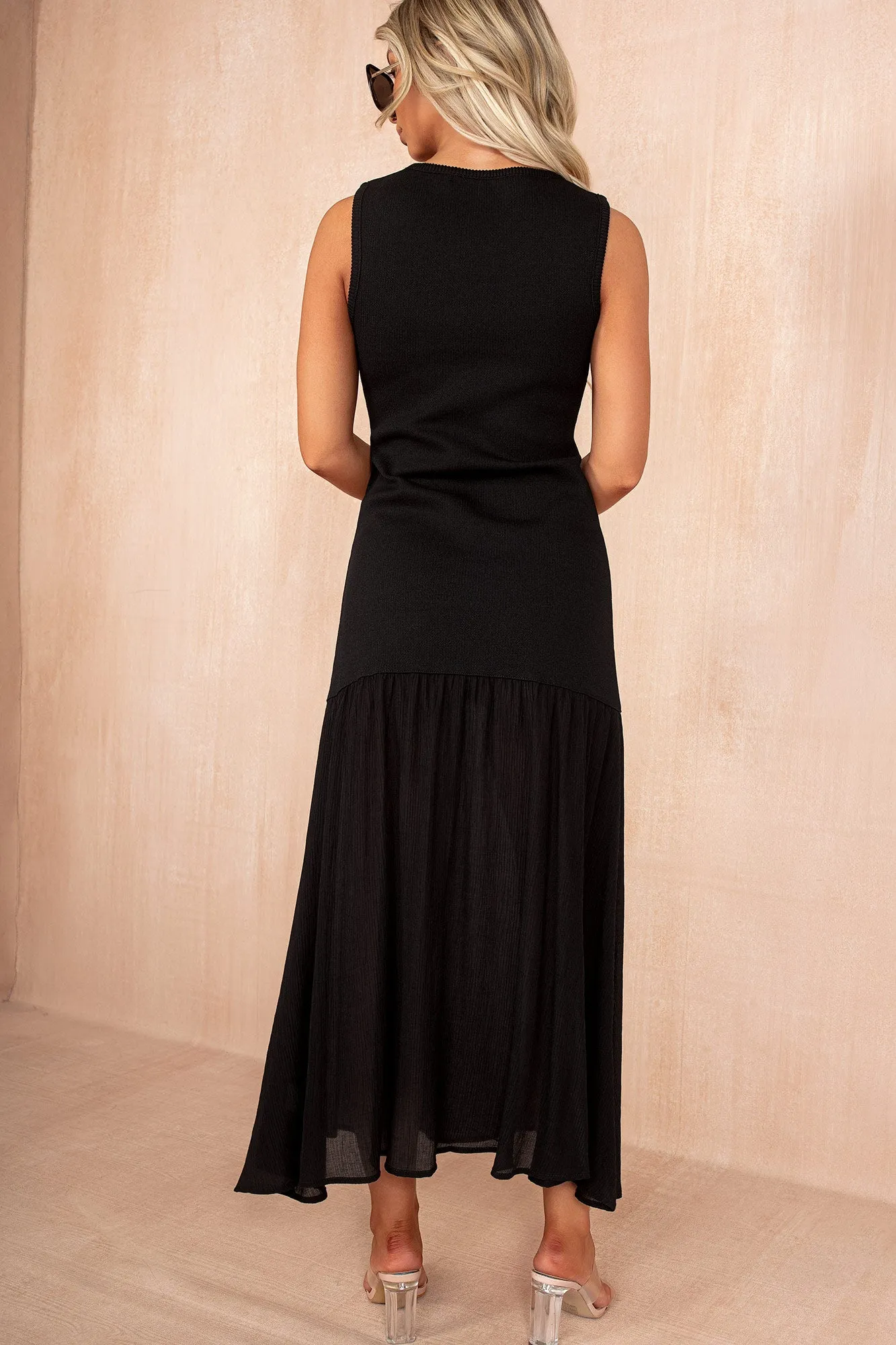 Gail Black Knit Sleeveless 2 in 1 Maxi Dress sold by Vavavoom product image thumbnail 3