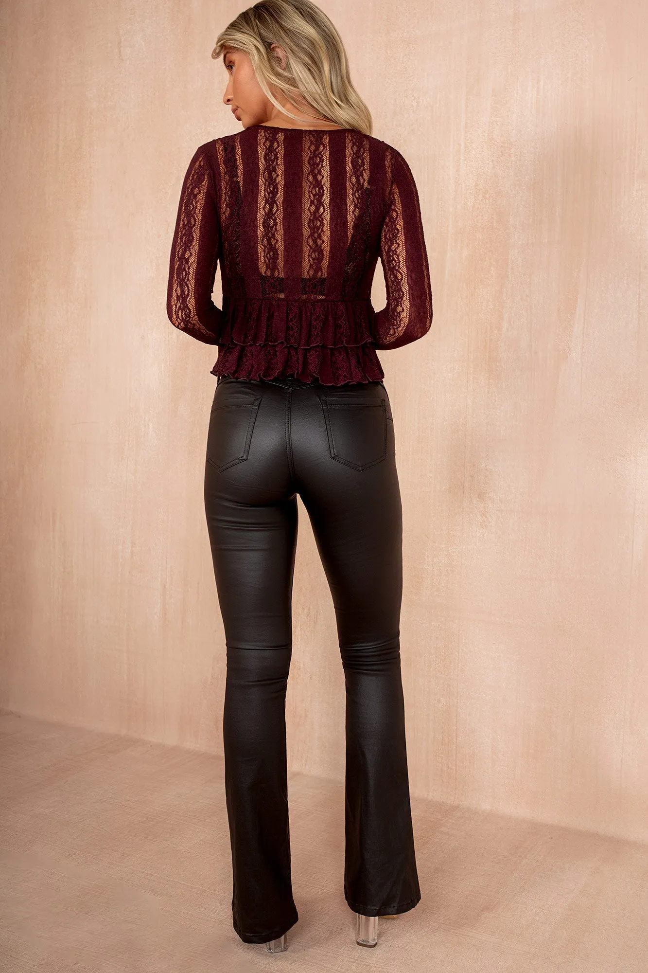 Angie Burgundy Lace Frill Top sold by Vavavoom product image thumbnail 3